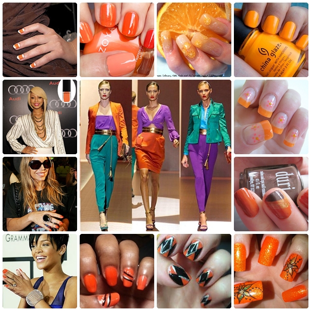 tendinte unghii portocalii orange portocaliu manichiura vara 2011